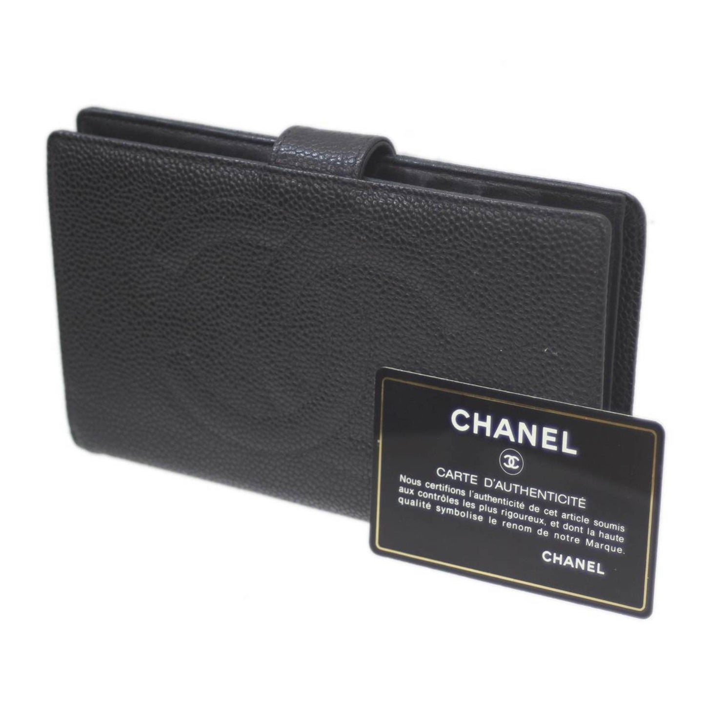 Chanel Black Grained Calfskin Wallet (Bi-Fold) ()