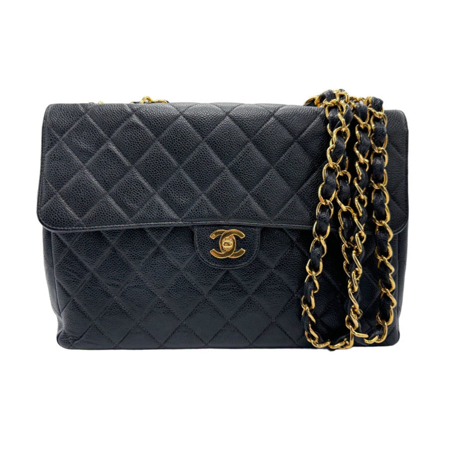 Chanel Black Grained Calfskin Shoulder Bag ()