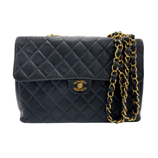 Chanel Black Grained Calfskin Shoulder Bag ()