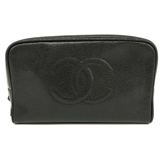 Chanel Caviar Skin Black Caviar Leather Pouch ()