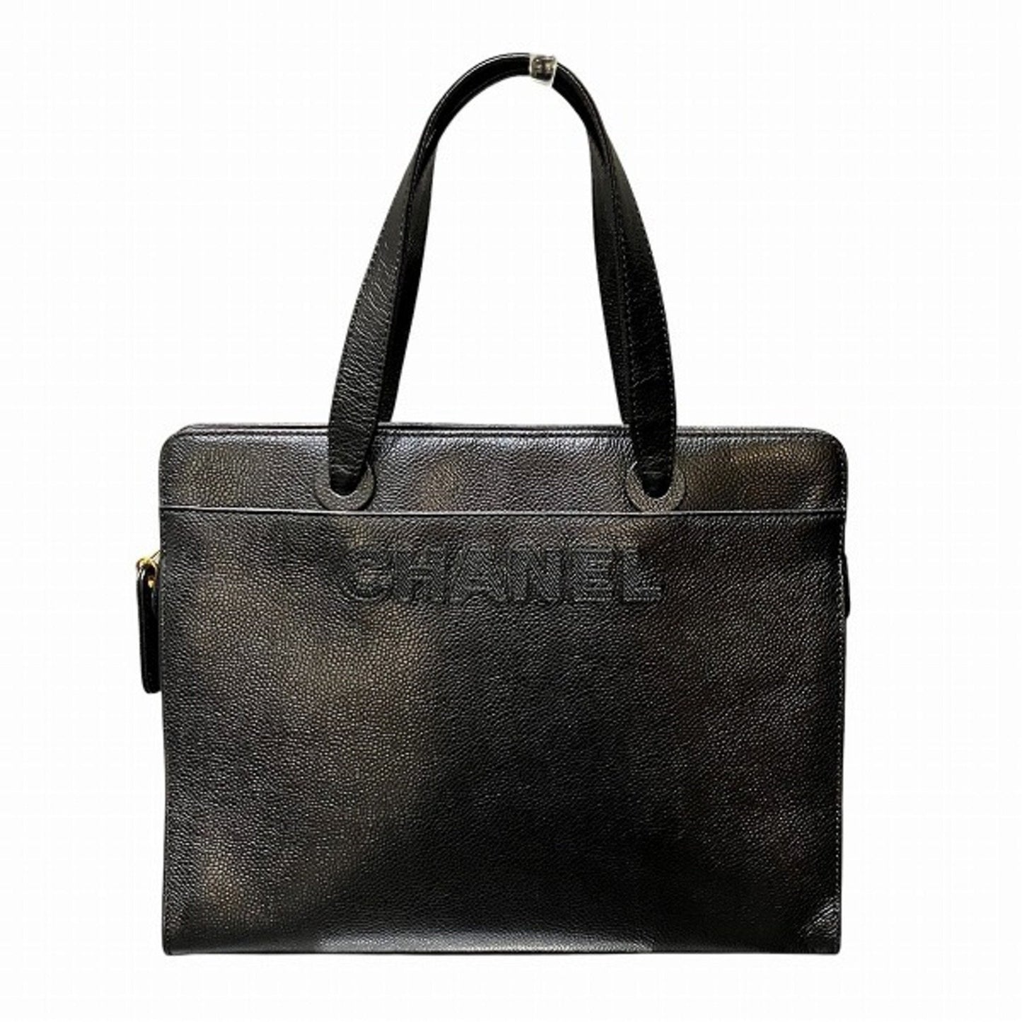 Chanel Black Grained Calfskin Handbag Tote Bag ()