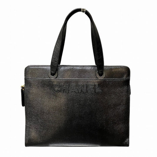 Chanel Black Grained Calfskin Handbag Tote Bag ()