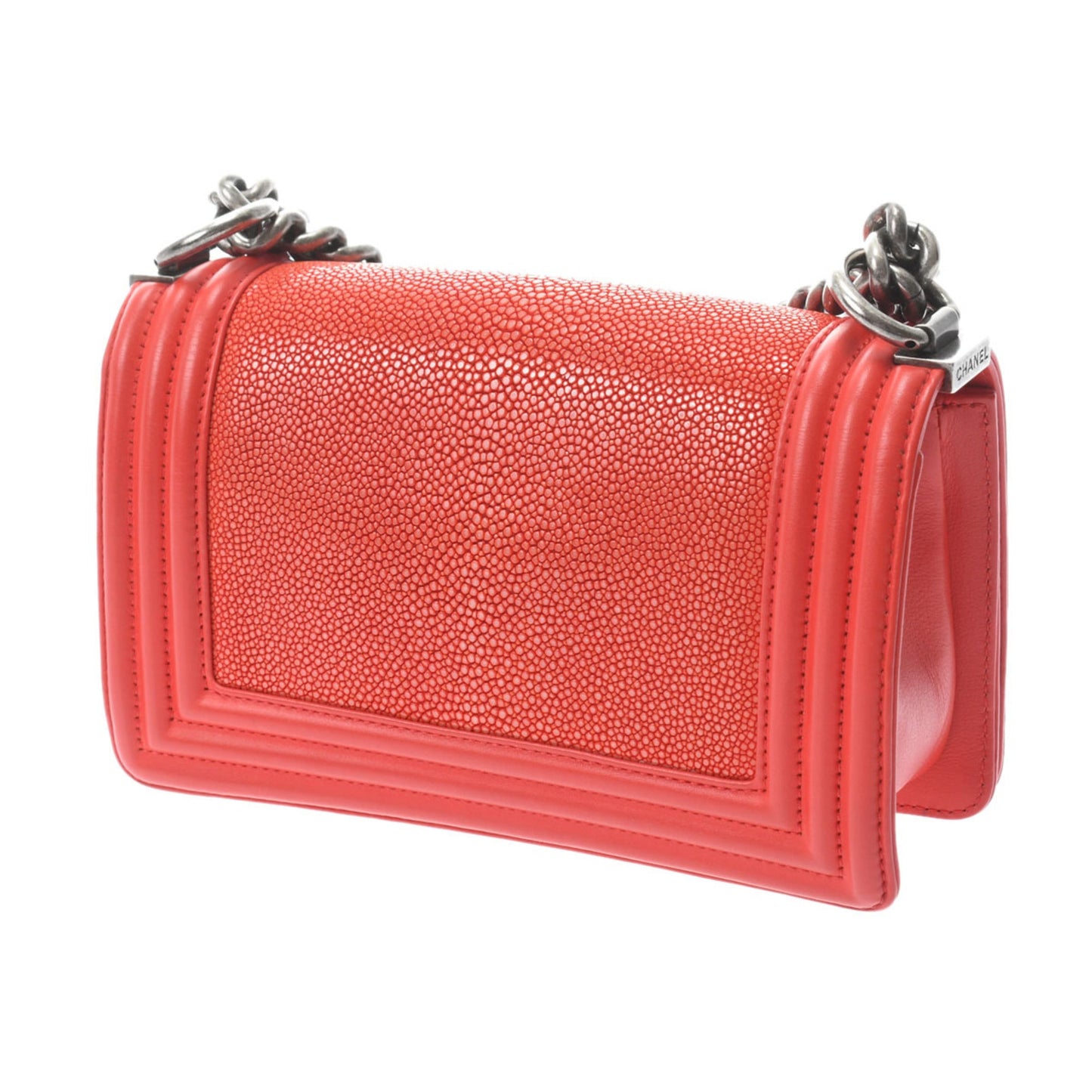 Chanel Boy Chanel Red Color Leather Shoulder Bag ()