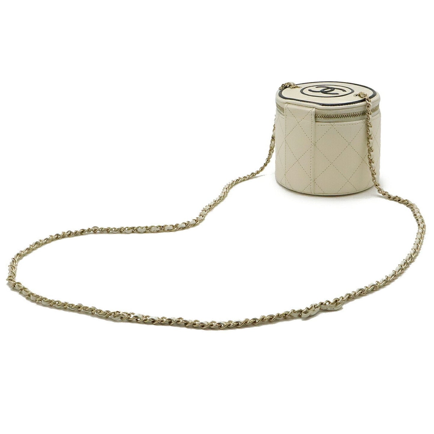 Chanel Black Ivory Leather Vanity Bag ()