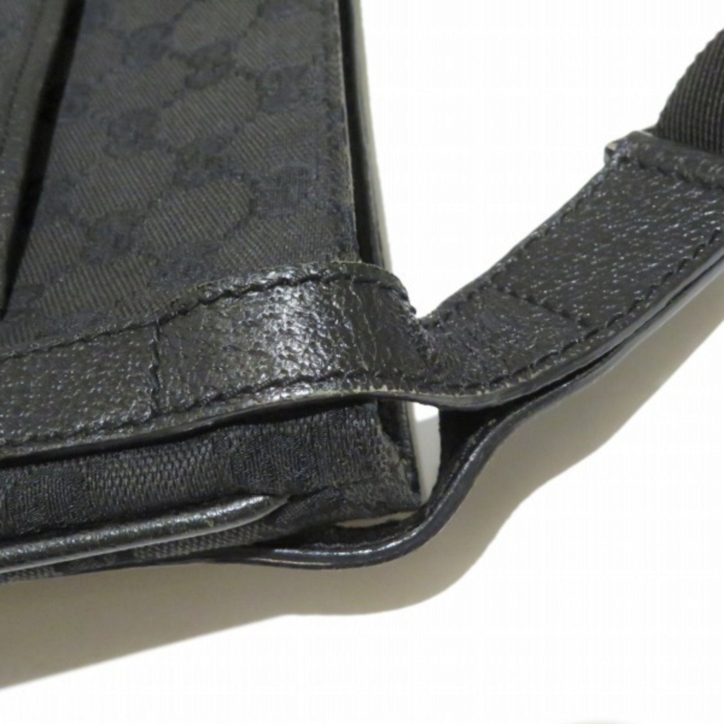 Gucci Black Gg Canvas Leather Shoulder Bag ()