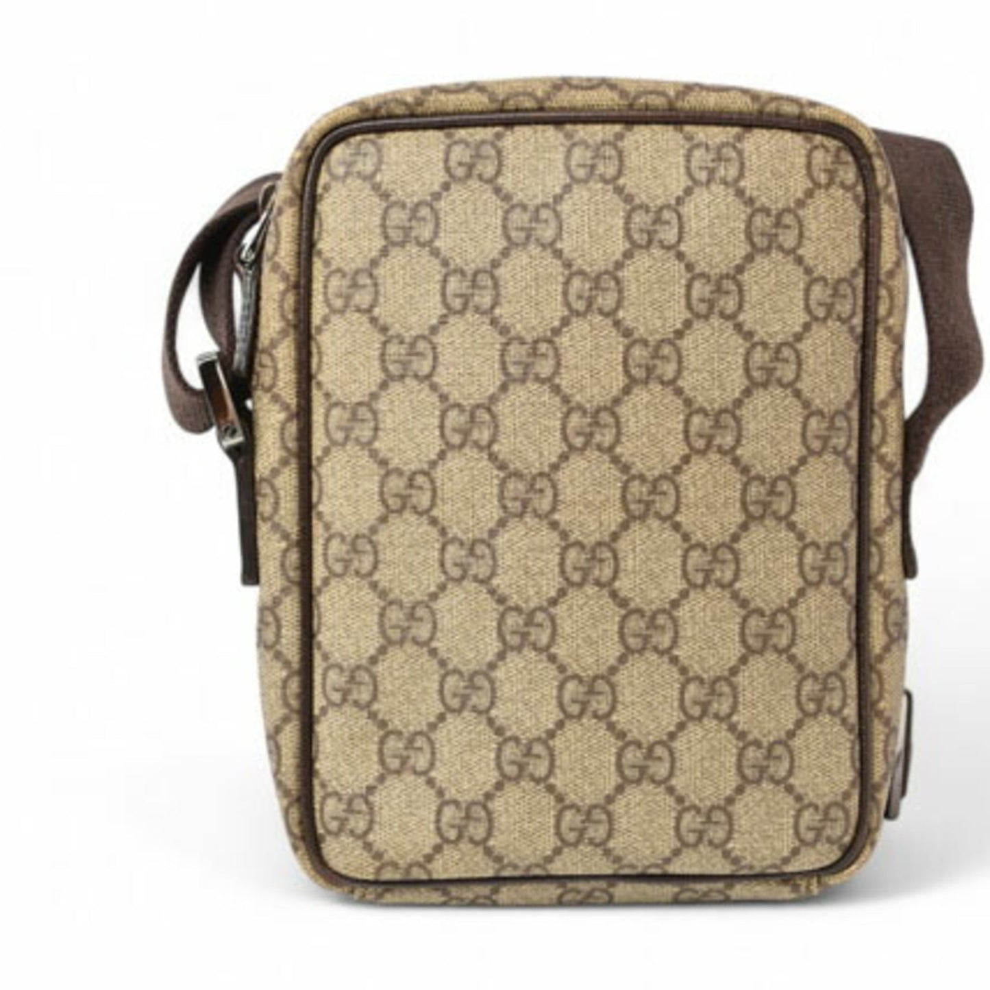 Gucci Beige Brown Coated Canvas Shoulder Bag ()