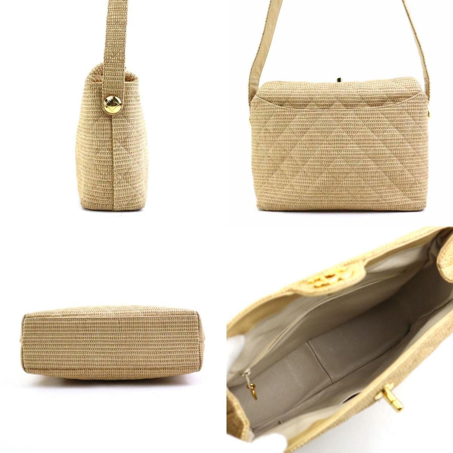 Chanel Beige Raffia Shoulder Bag ()