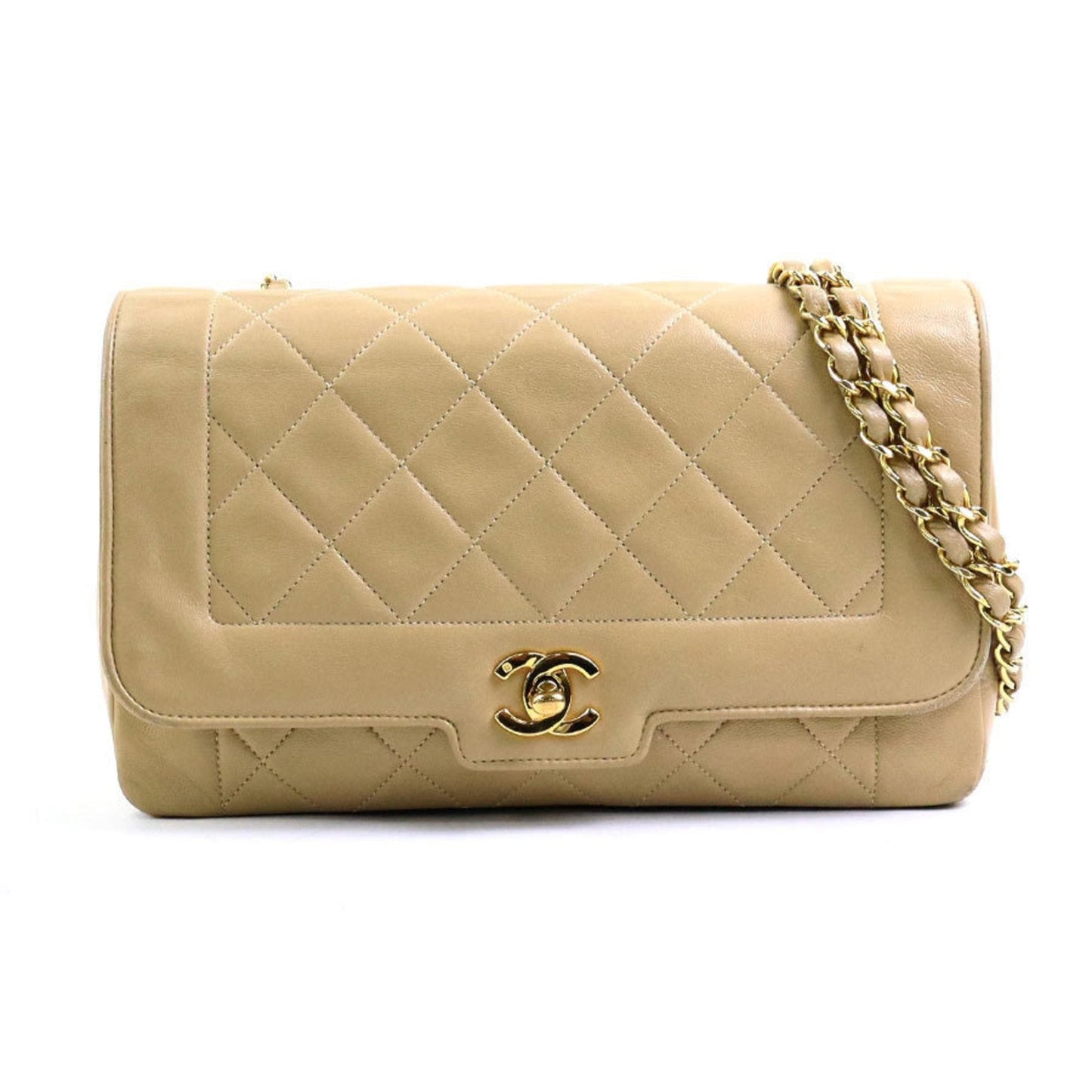 Chanel Beige Gold Leather Metal Shoulder Bag ()