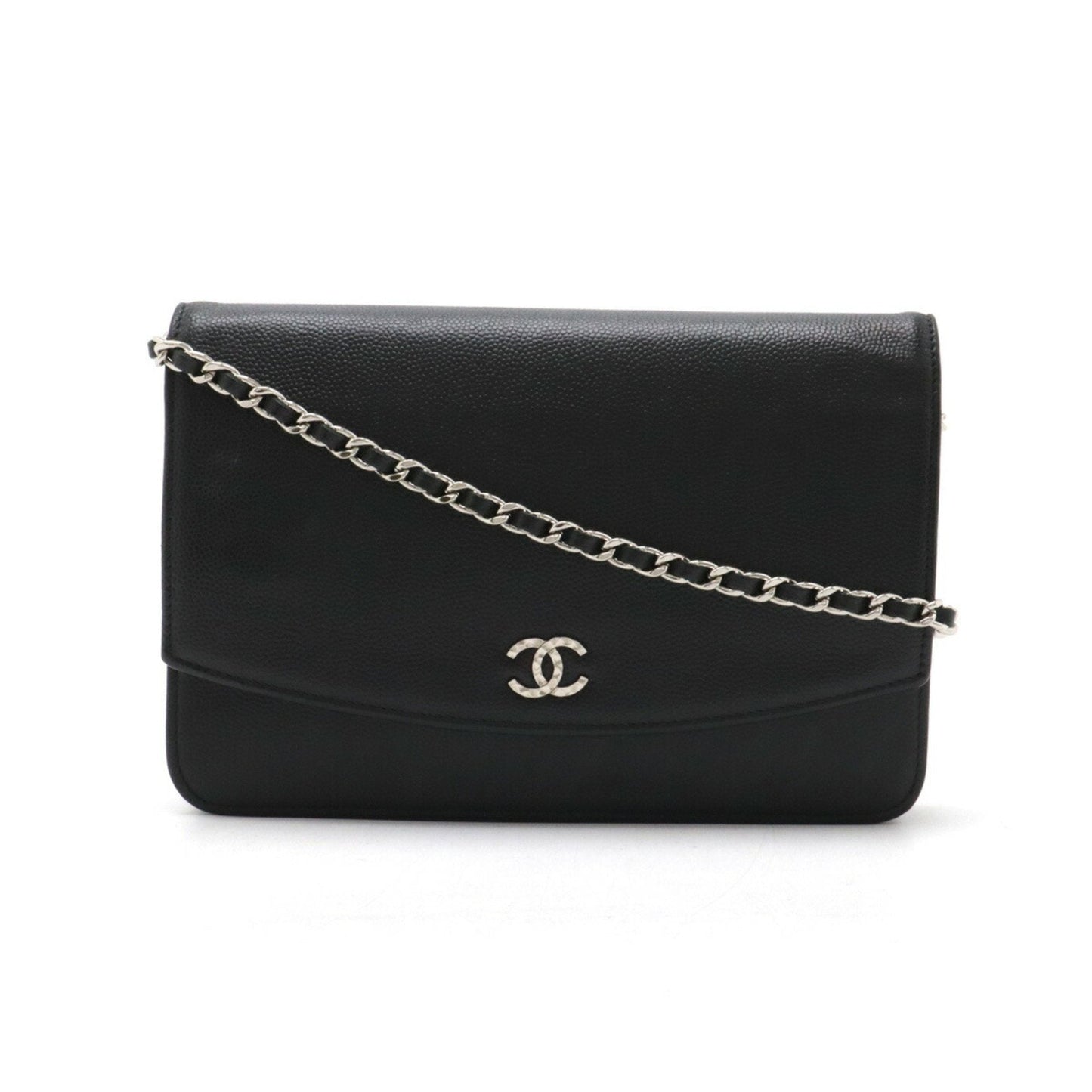 Chanel Caviar Skin Black Caviar Leather Pochette Shoulder Bag ()