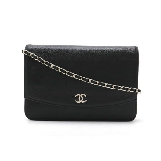 Chanel Caviar Skin Black Caviar Leather Pochette Shoulder Bag ()