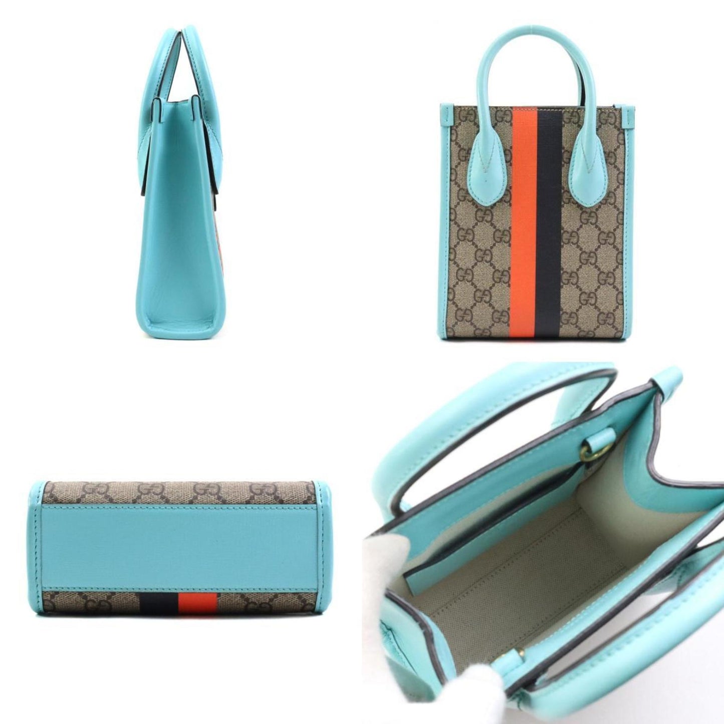 Gucci Blue Brown Gg Supreme Handbag Shoulder Bag ()