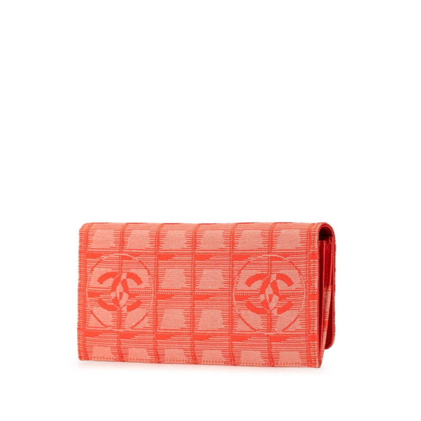 Chanel New Travel Line Red Color Canvas Leather Long Wallet (Bi-Fold) ()