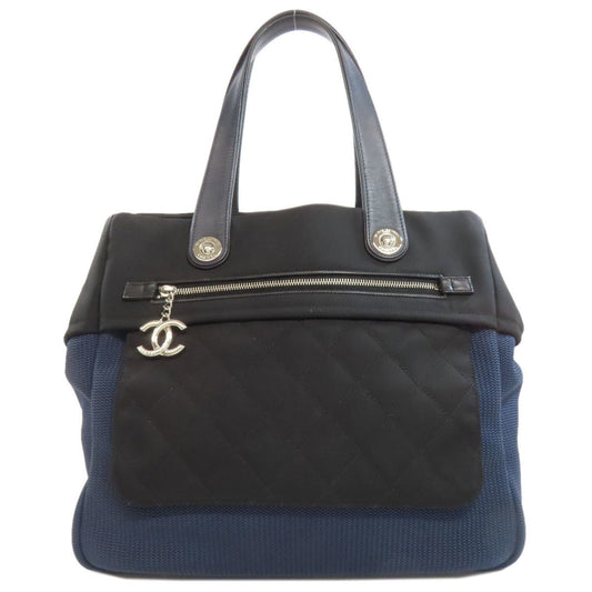 Chanel Black Navy Nylon Tote Bag ()