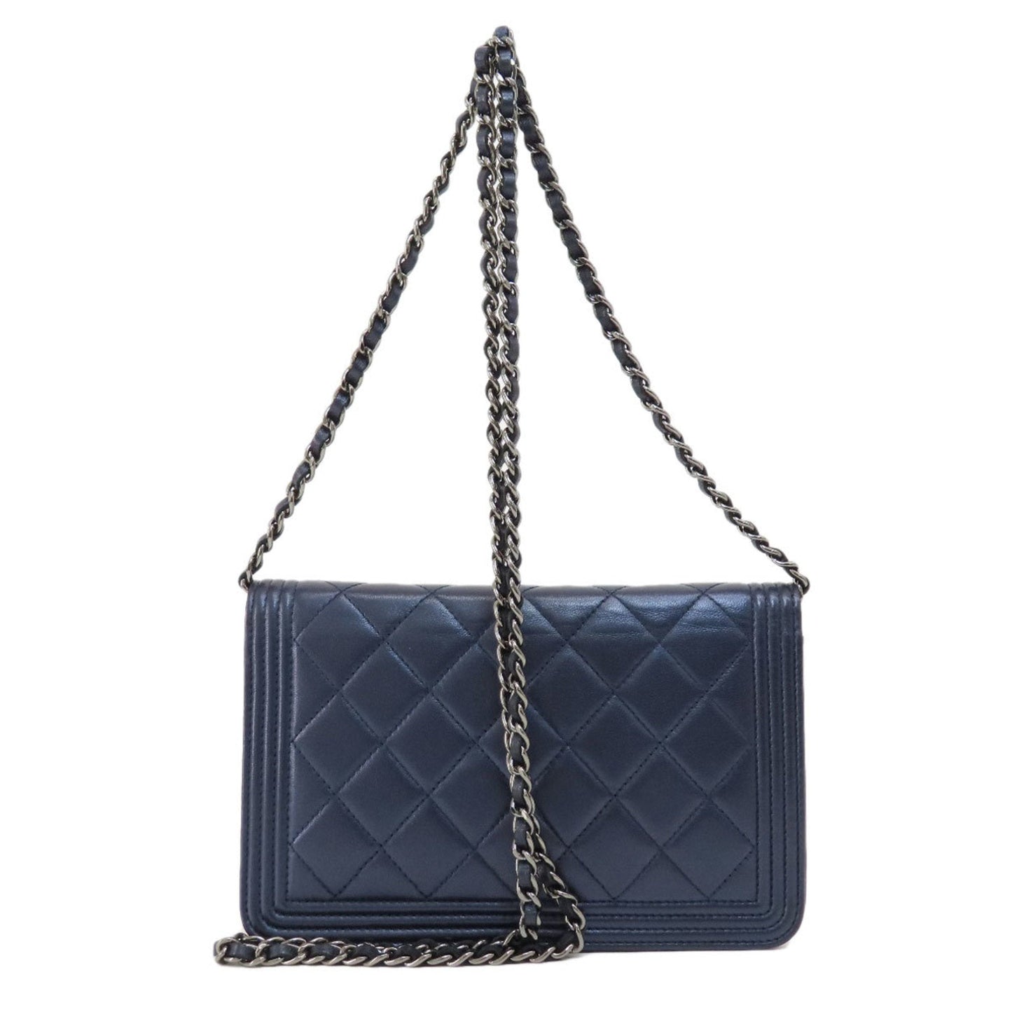 Chanel Navy Leather Chain/Shoulder Wallet ()