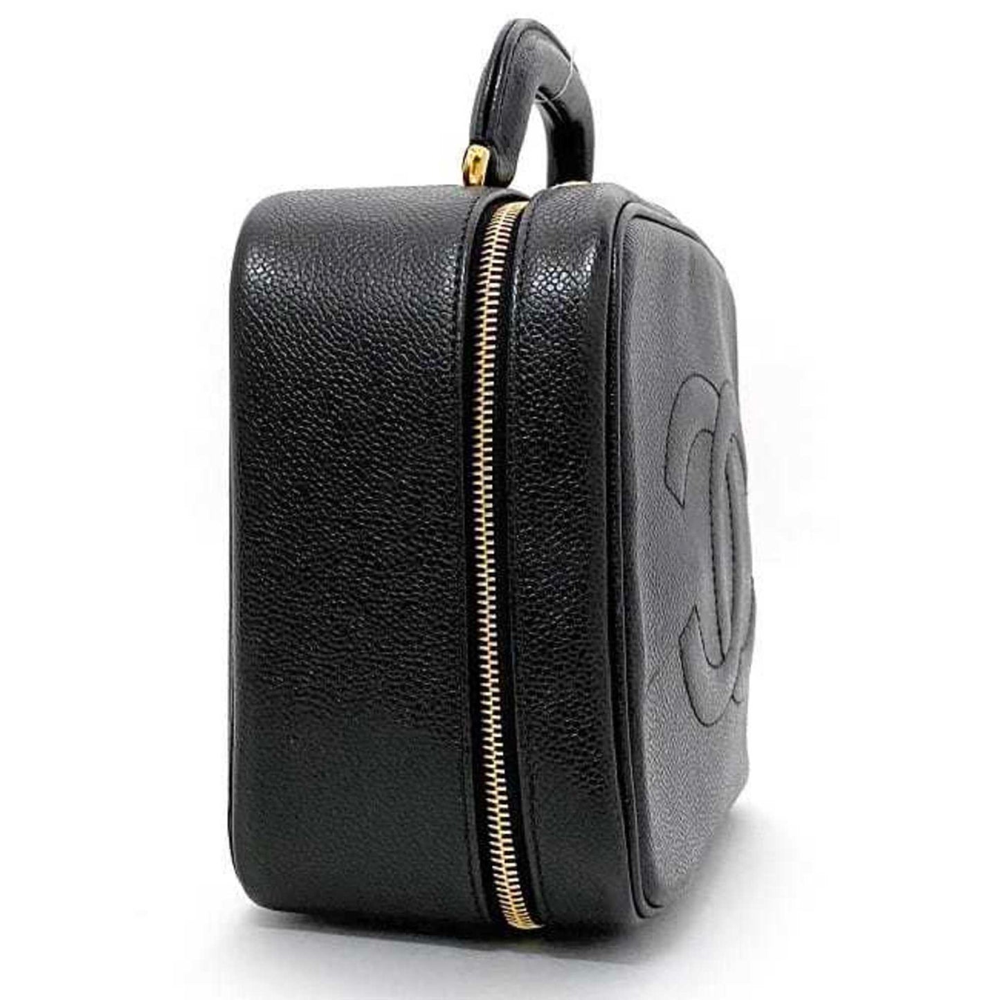 Chanel Black Leather Handbag Vanity Bag ()