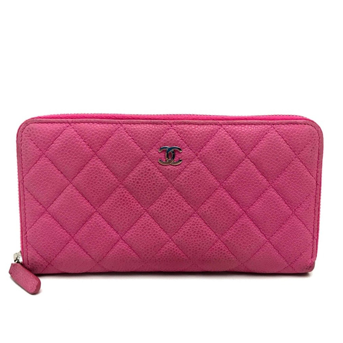 Chanel Pink Grained Calfskin Long Bill Wallet (Bi-Fold) ()
