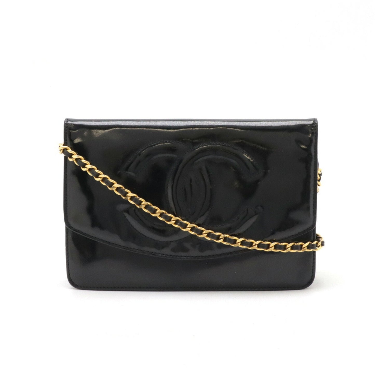 Chanel Black Leather Chain/Shoulder Wallet ()