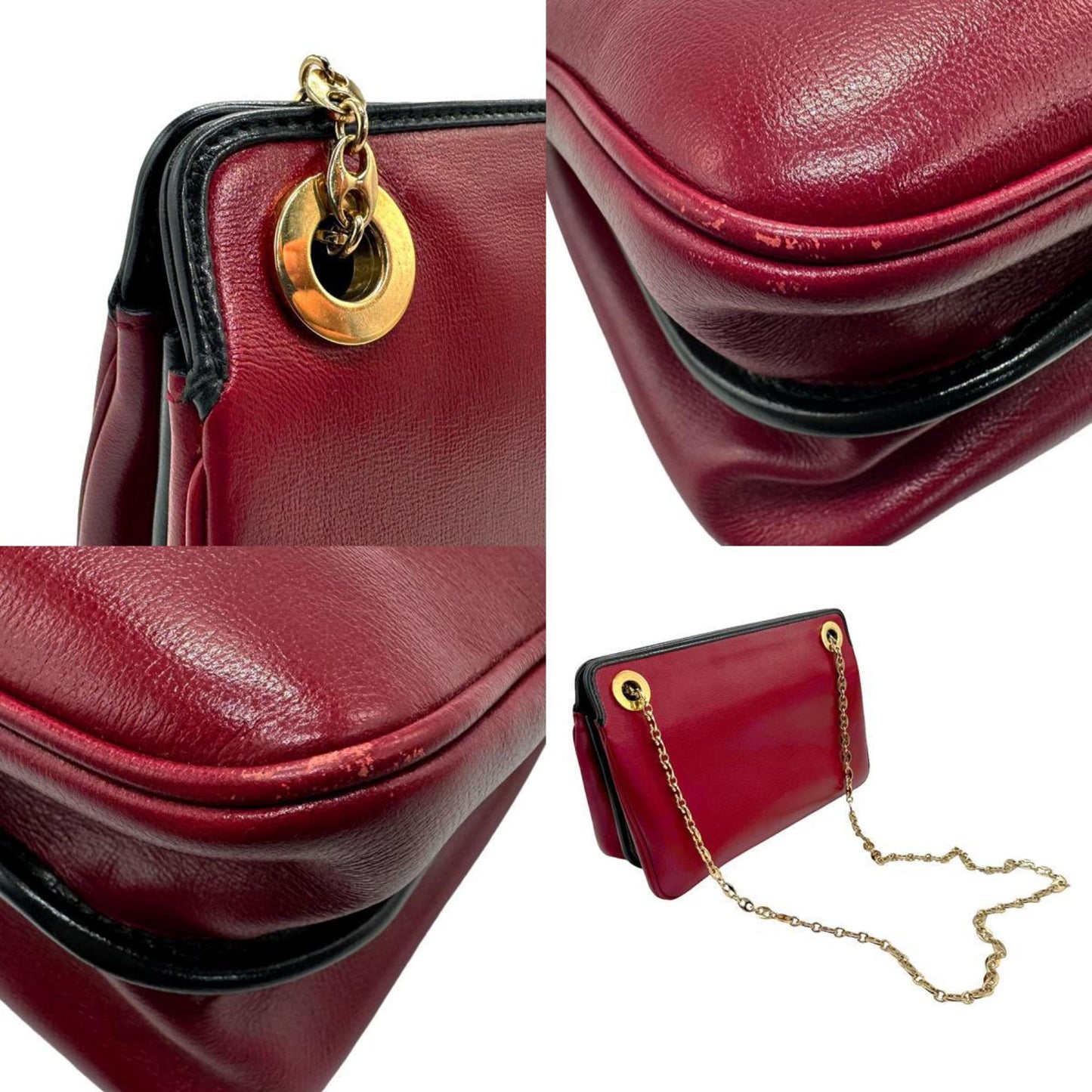 Gucci Black Red Color Leather Shoulder Bag ()