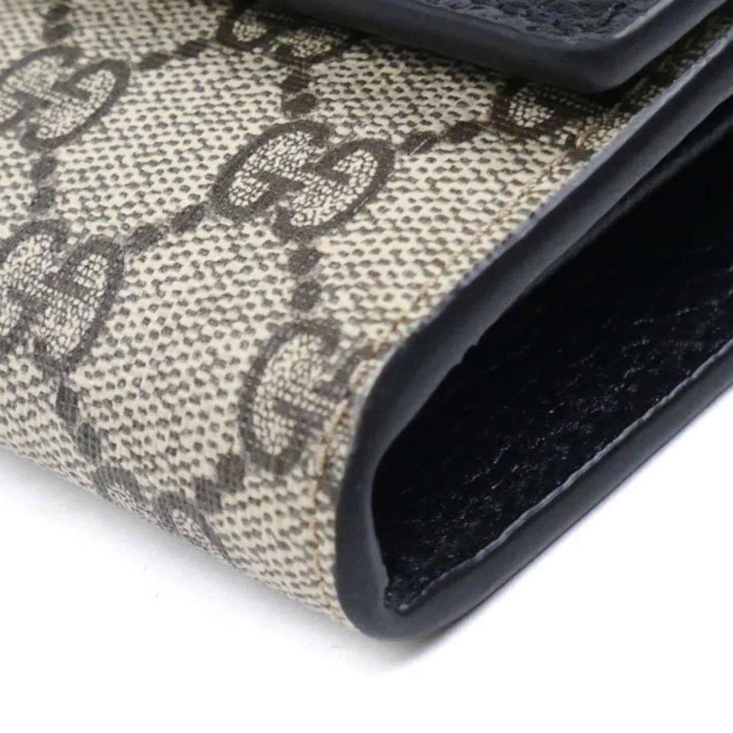 Gucci Beige Black Gg Supreme Canvas Leather Coin Purse/Coin Case ()