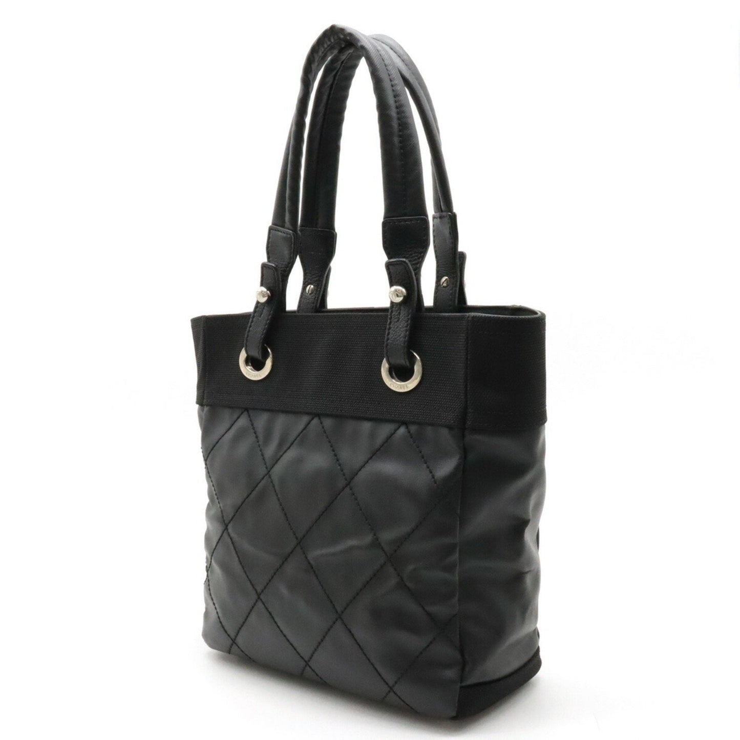 Chanel Black Coated Canvas Shoulder Bag Tote Bag ()