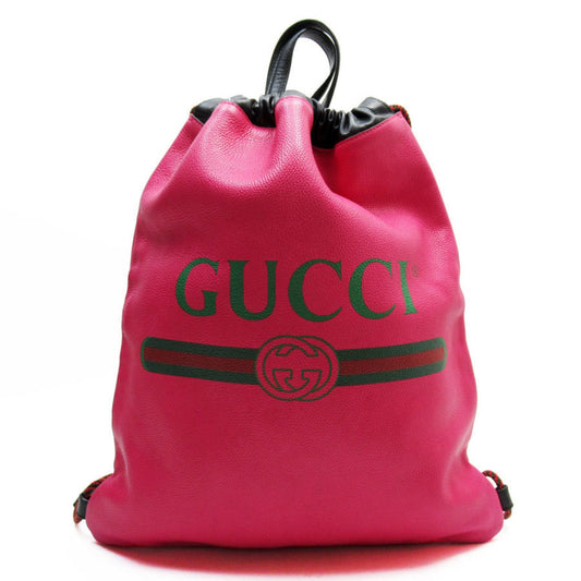 Gucci Black Pink Leather Backpack ()