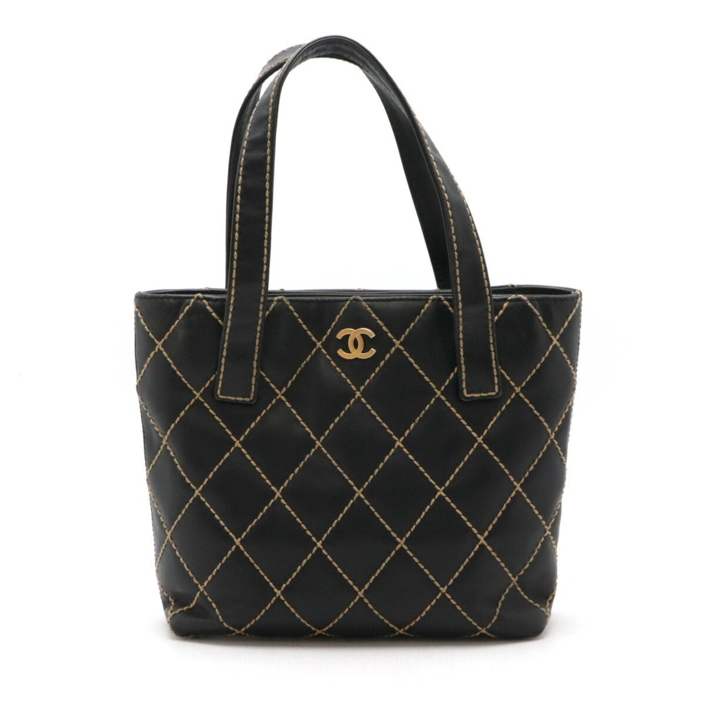 Chanel Black Leather Handbag Tote Bag ()