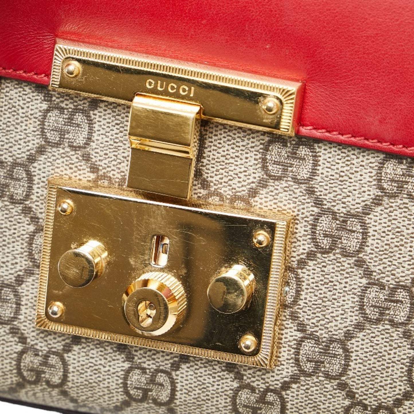 Gucci Beige Red Color Pvc Leather Shoulder Bag ()