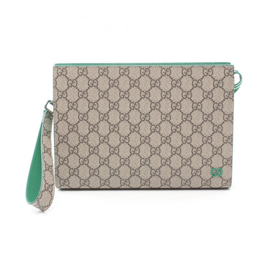 Gucci Beige Green Pvc Leather Clutch Bag ()