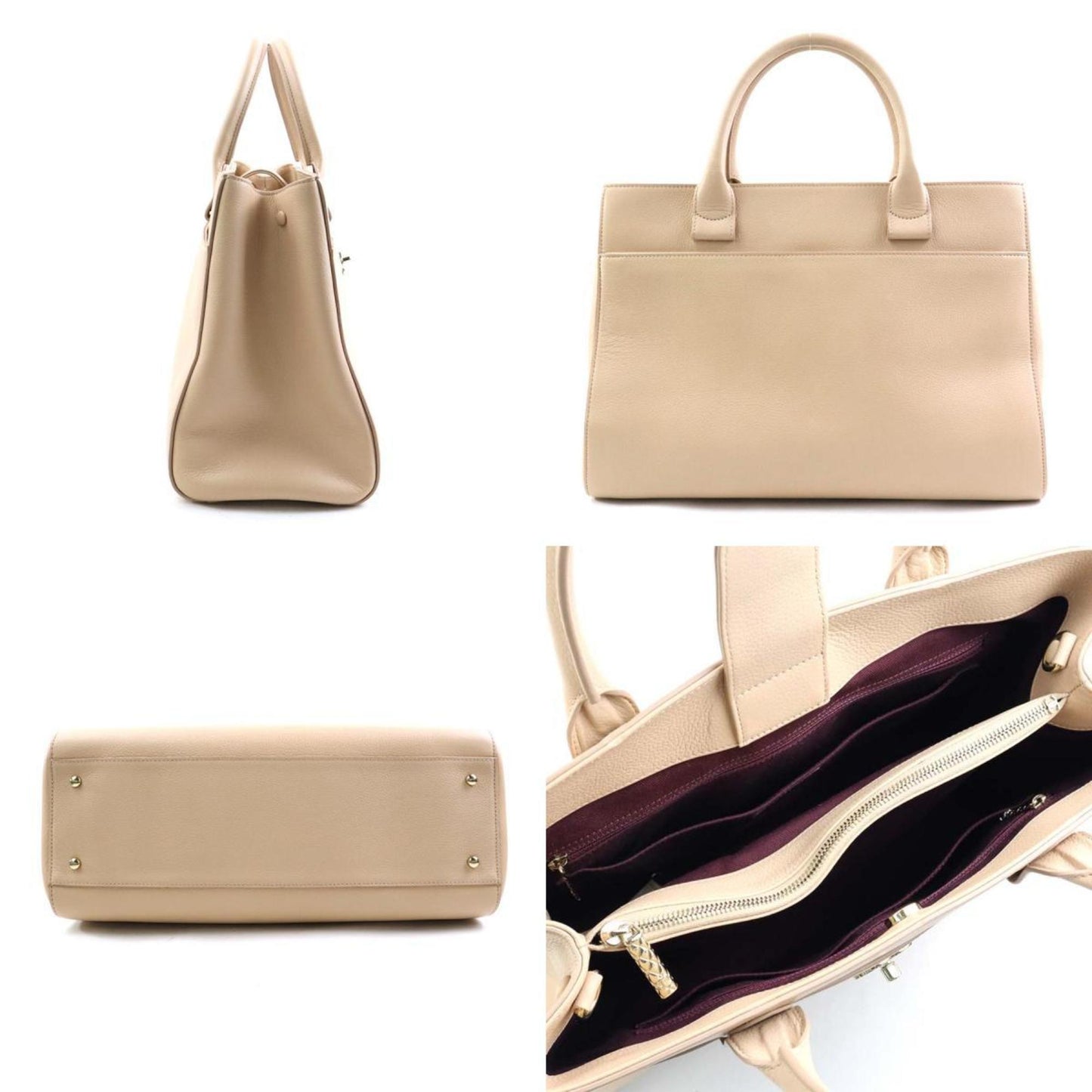 Chanel Beige Leather Handbag Shoulder Bag ()