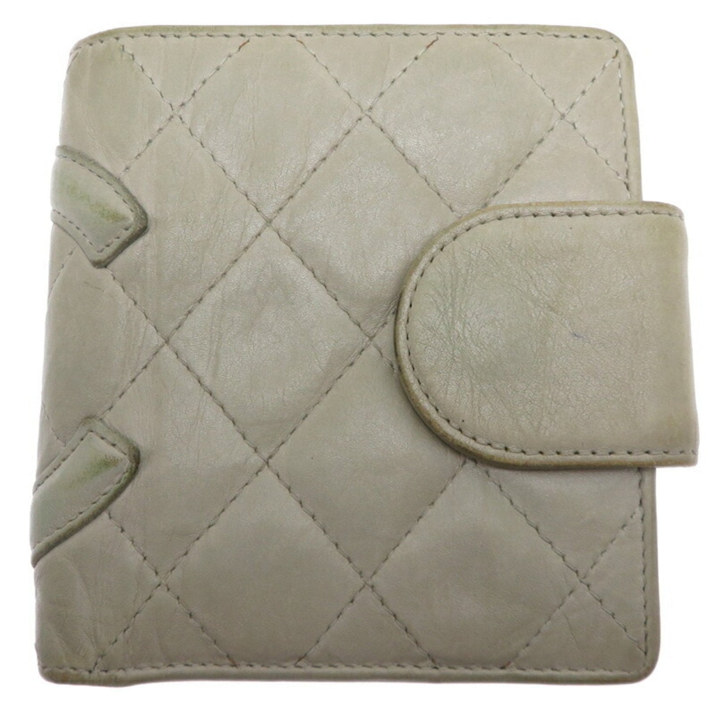 Chanel Gray Leather Wallet (Bi-Fold) ()