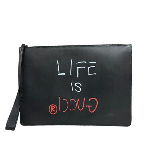 Gucci Black Leather Clutch Bag ()