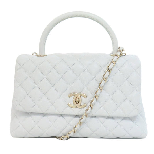 Chanel Caviar Skin Gray Caviar Leather Handbag ()