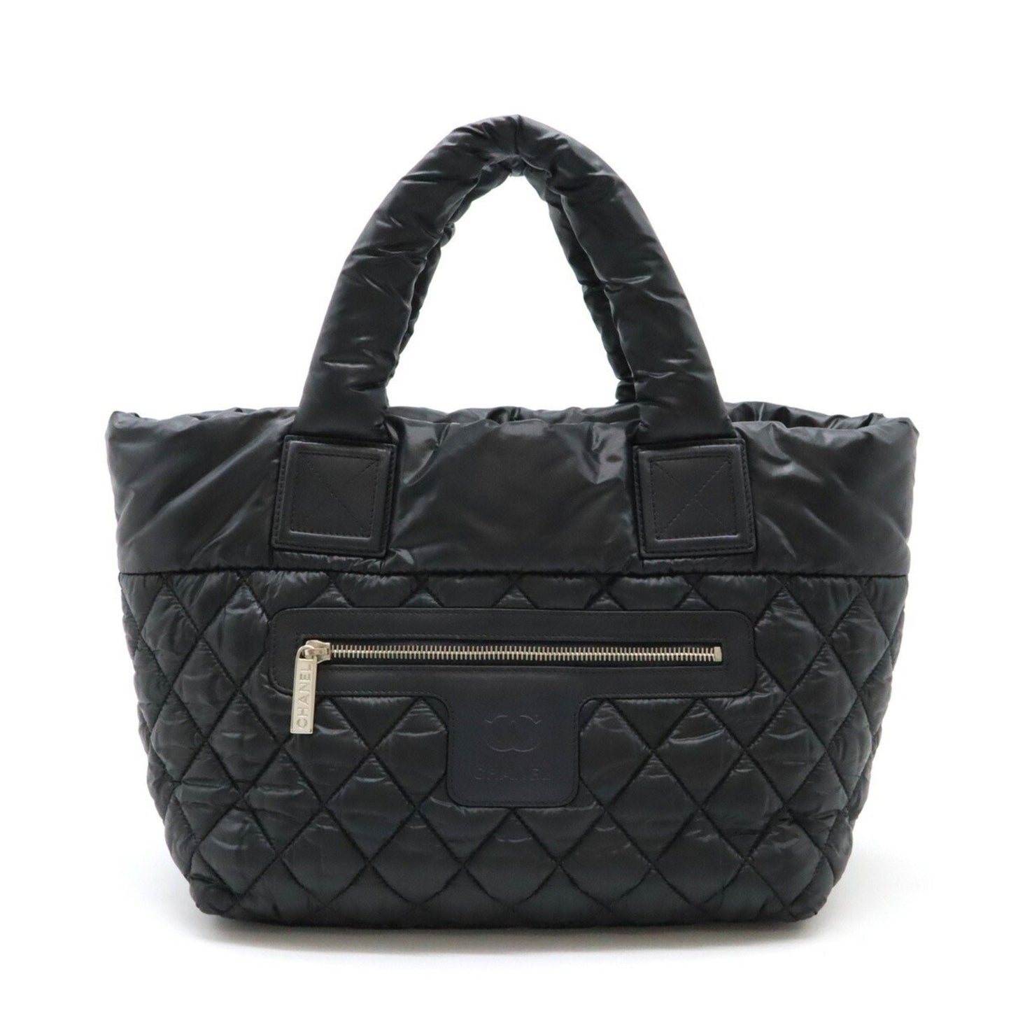 Chanel Black Nylon Leather Handbag Tote Bag ()
