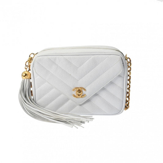 Chanel Caviar Skin White Caviar Leather Shoulder Bag ()