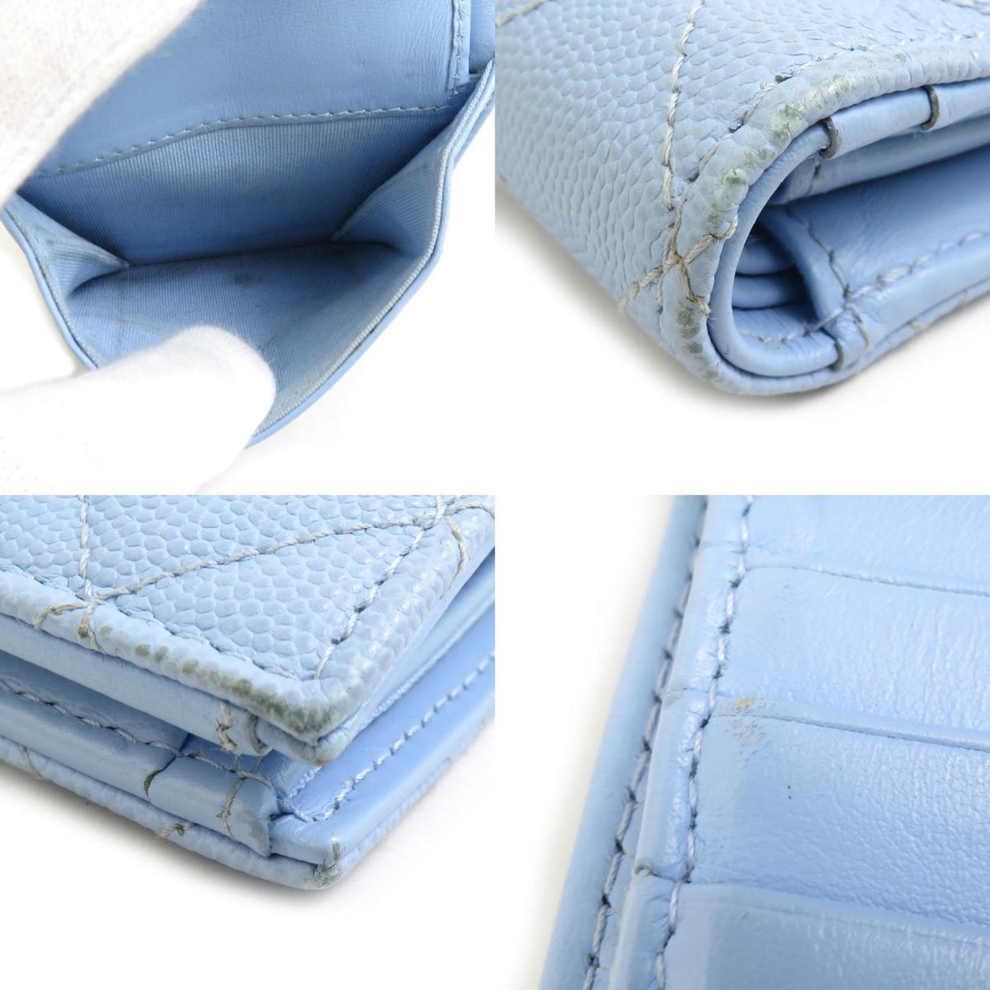 Chanel Light Blue Grained Calfskin Wallet (Bi-Fold) ()