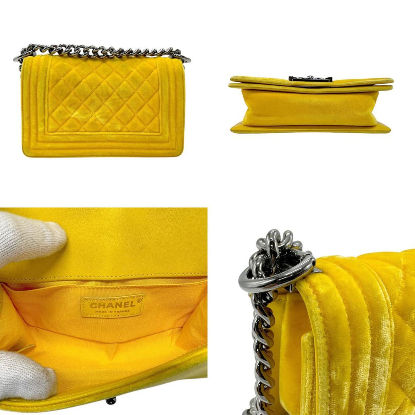 Chanel Yellow Velvet Shoulder Bag ()