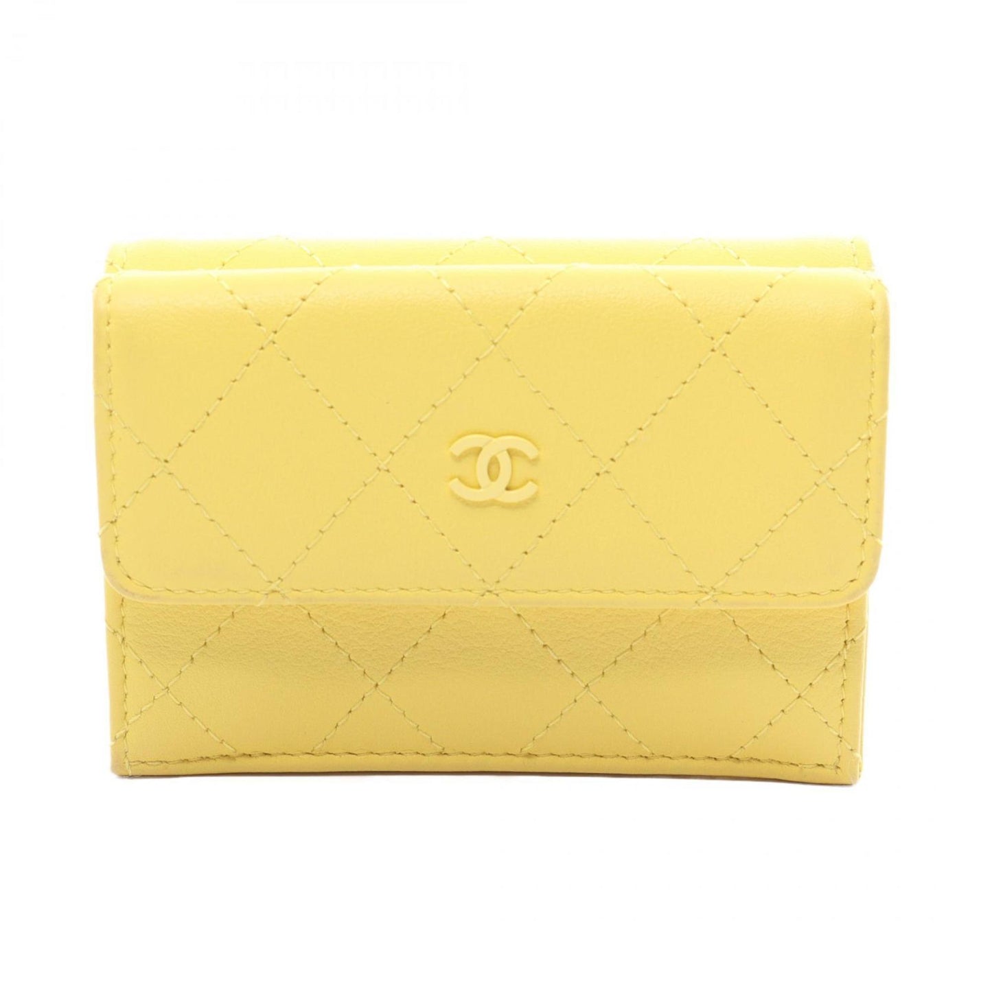 Chanel Yellow Leather Wallet (Tri-Fold) ()