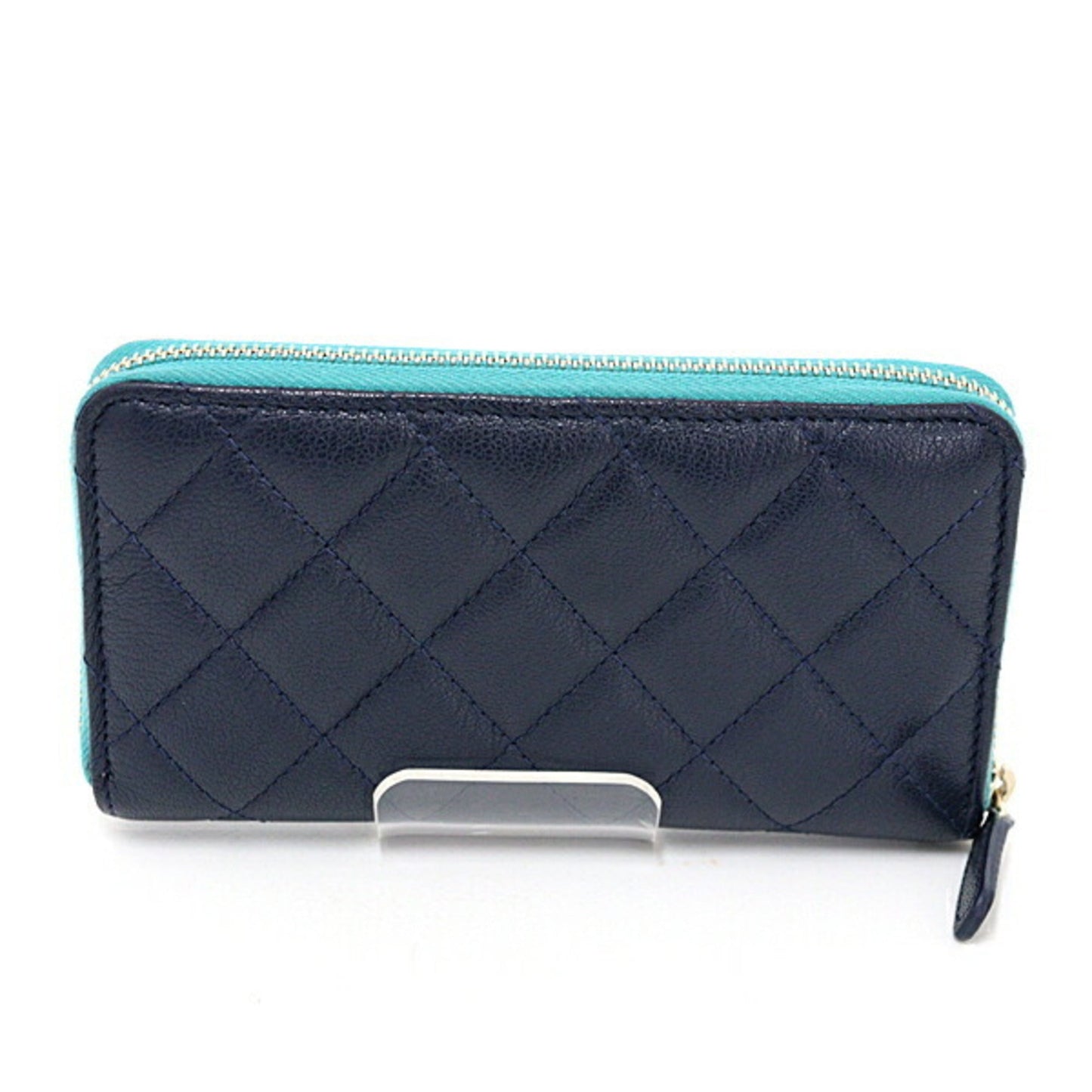 Chanel Green Navy Pink Leather Wallet (Bi-Fold) ()