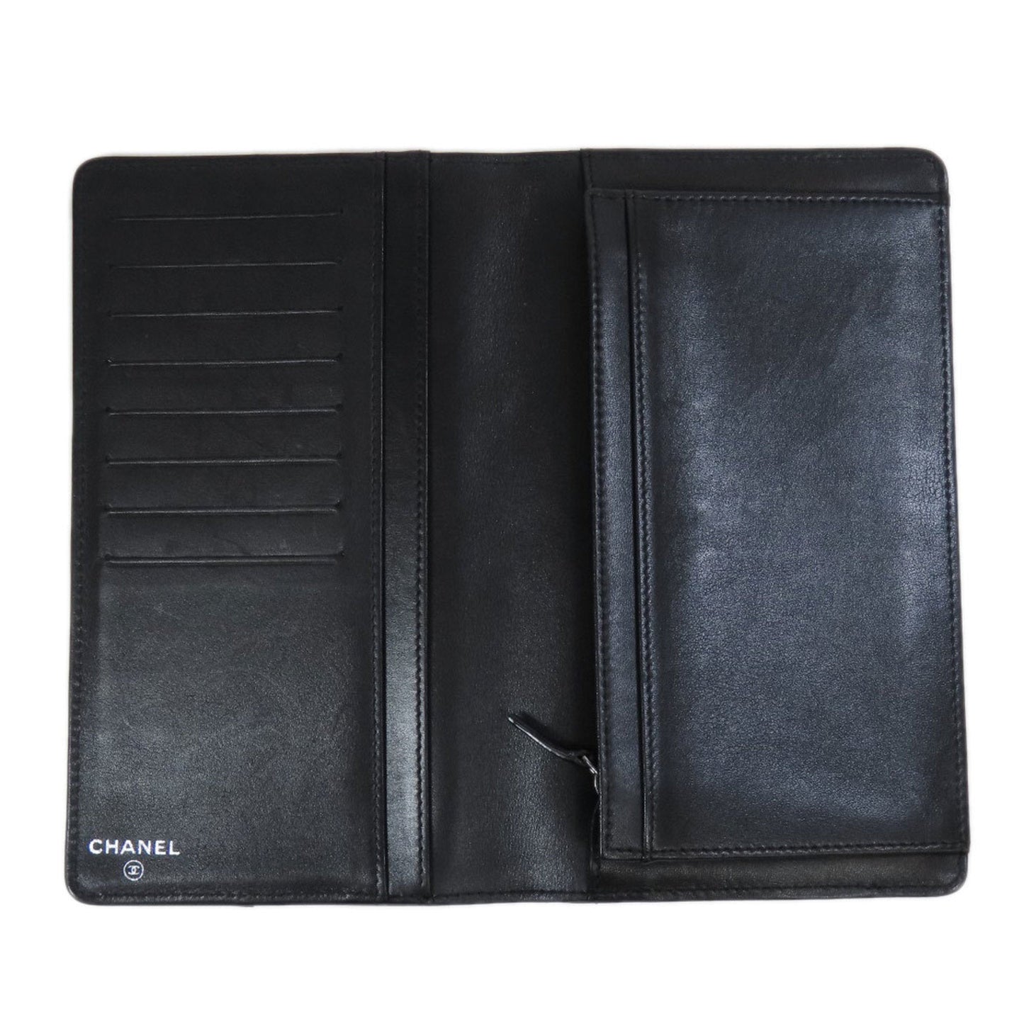 Chanel Black Leather Long Wallet (Bi-Fold) ()