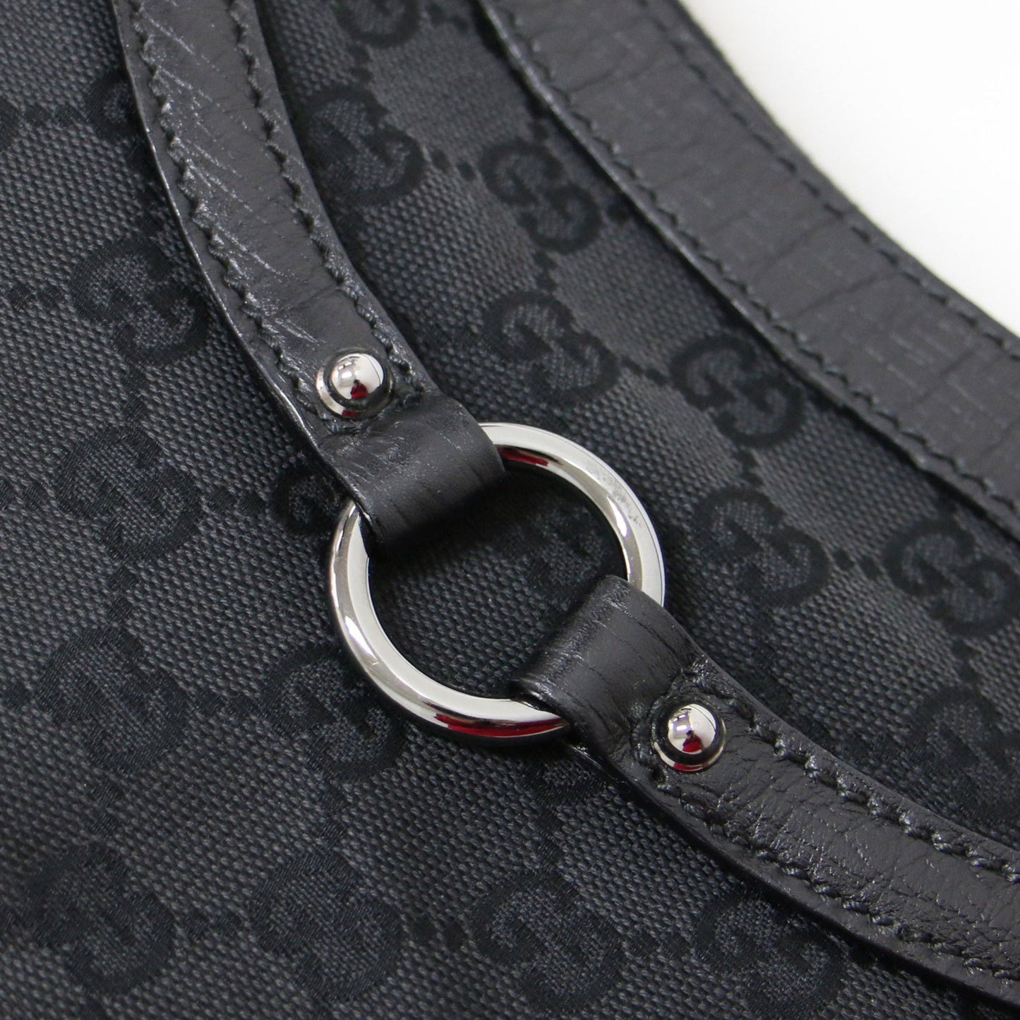 Gucci Black Canvas Leather Handbag Shoulder Bag ()