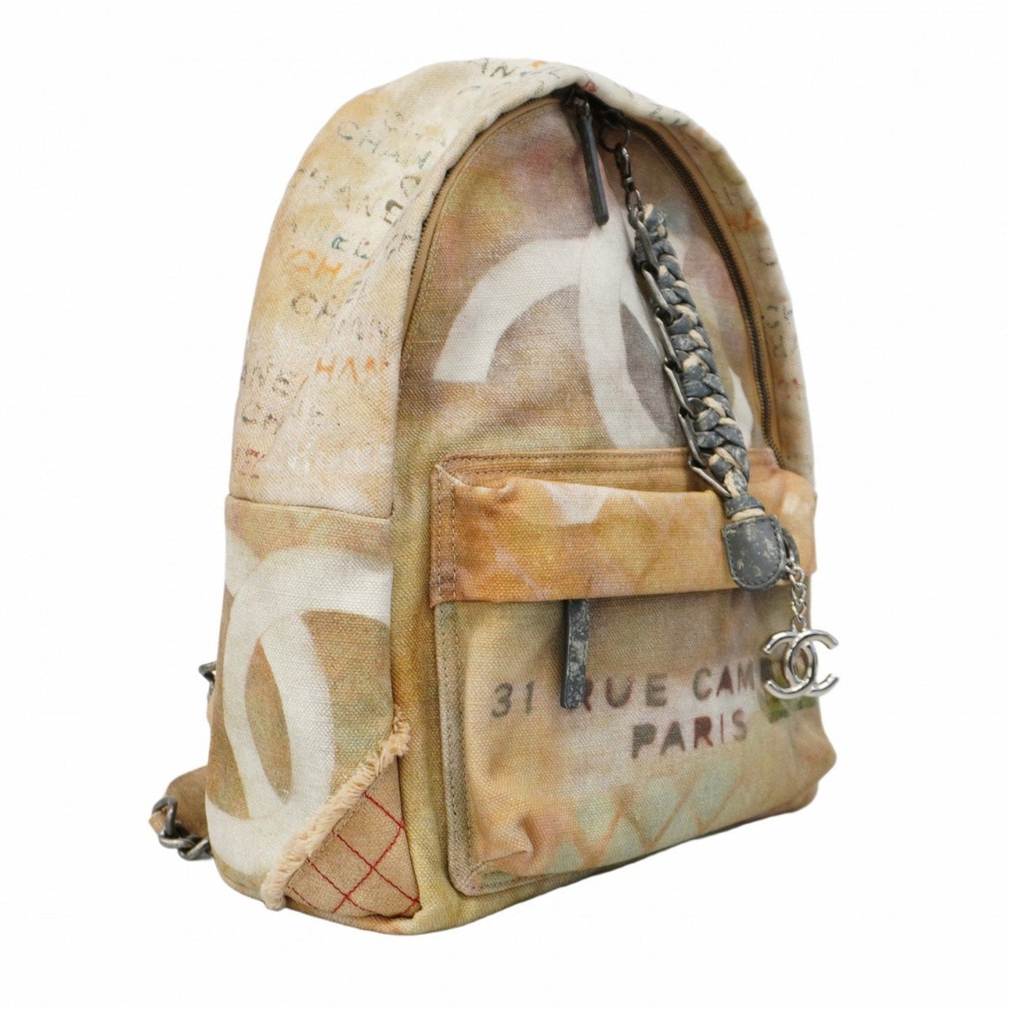 Chanel Beige Multi-Color Canvas Backpack ()