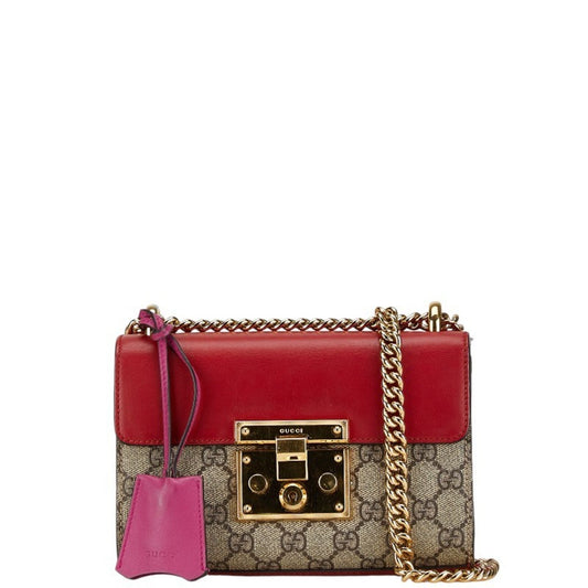 Gucci Beige Red Color Pvc Leather Shoulder Bag ()