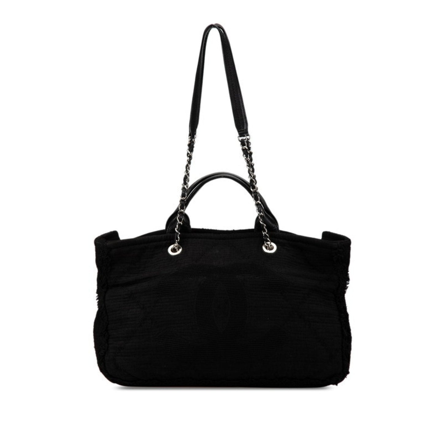 Chanel Black Canvas Leather Handbag Shoulder Bag ()