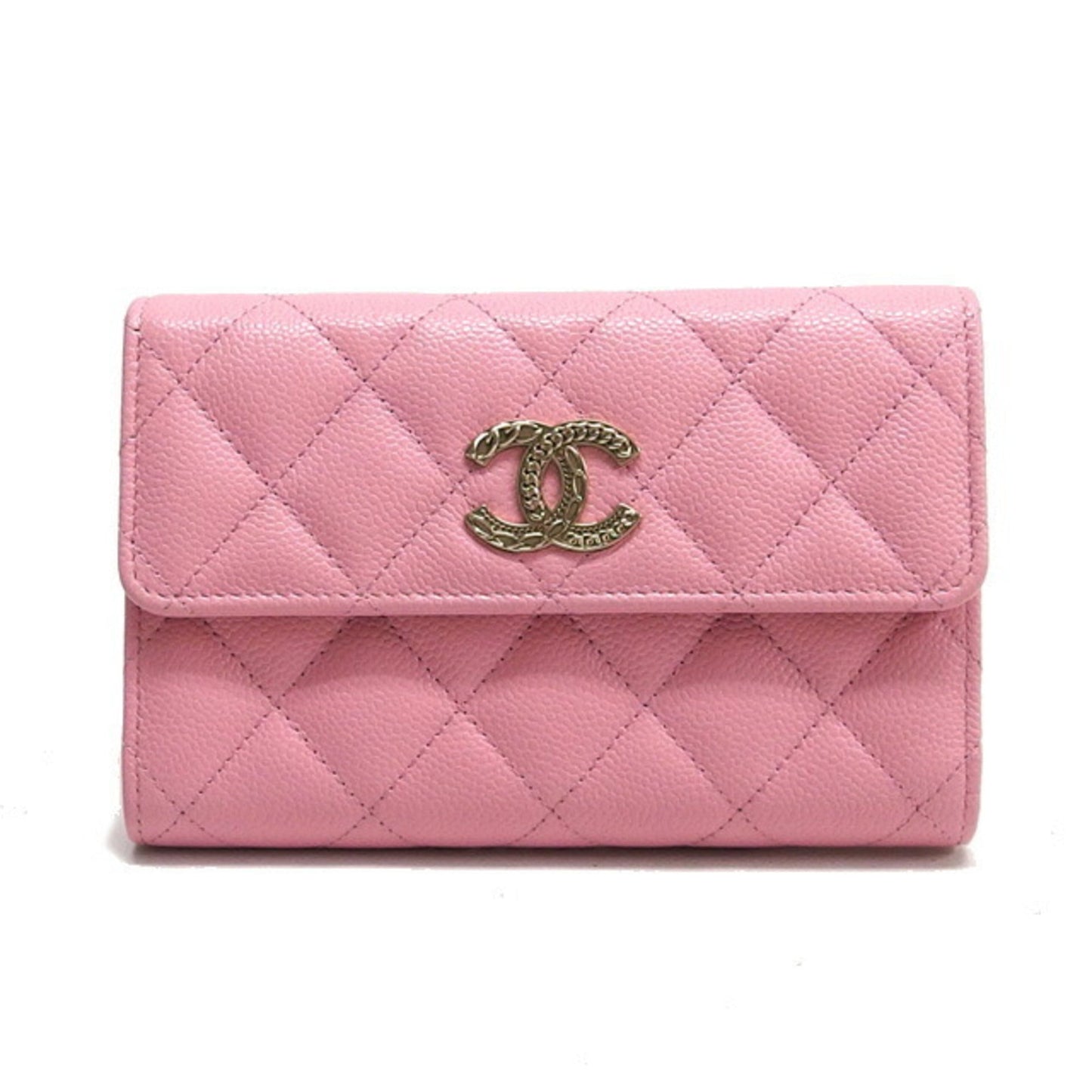 Chanel Pink Caviar Leather Wallet (Tri-Fold) ()