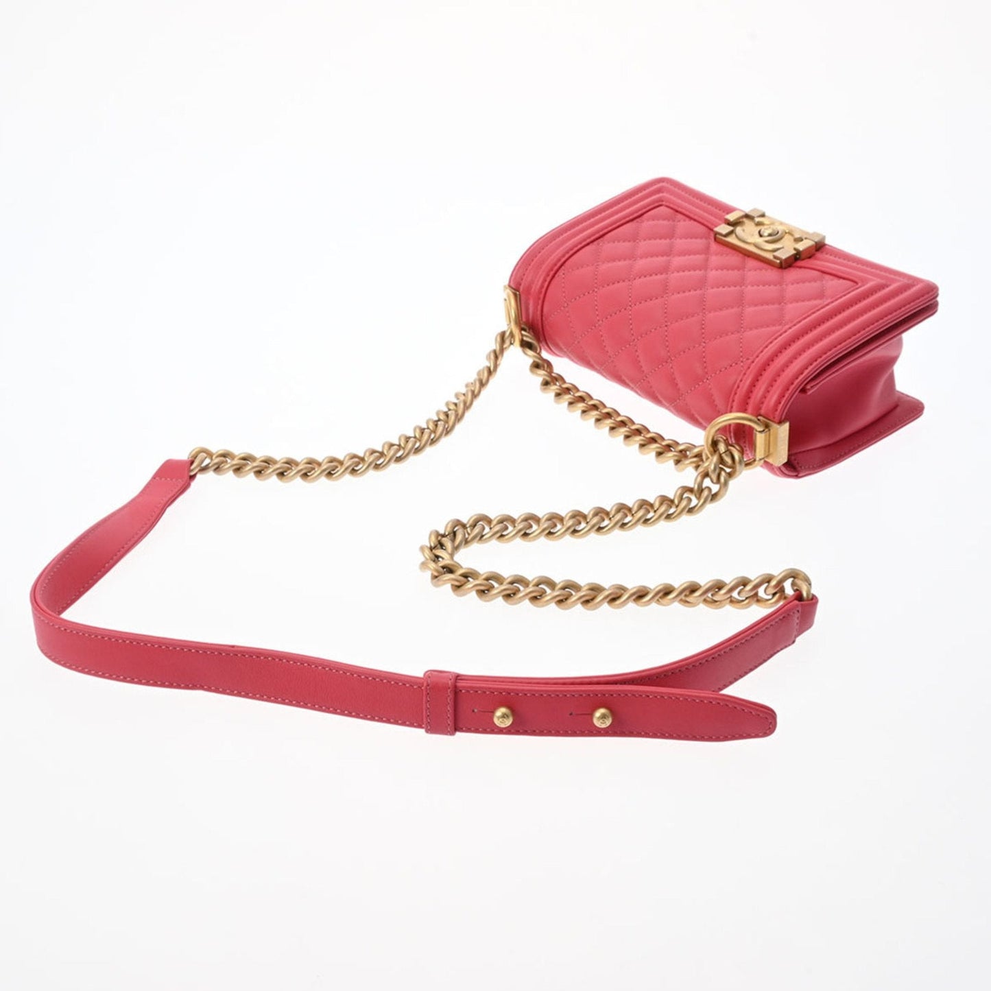 Chanel Boy Chanel Pink Grained Calfskin Shoulder Bag ()