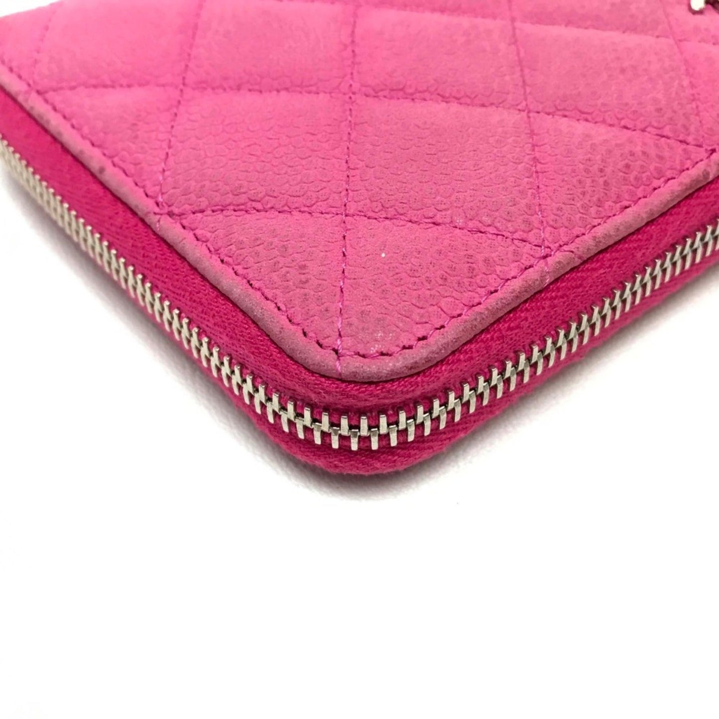 Chanel Pink Grained Calfskin Long Bill Wallet (Bi-Fold) ()