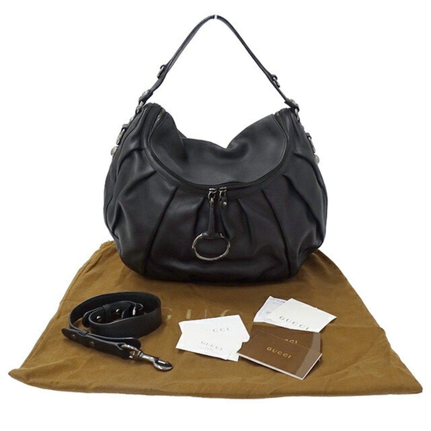 Gucci Black Leather Handbag Shoulder Bag ()