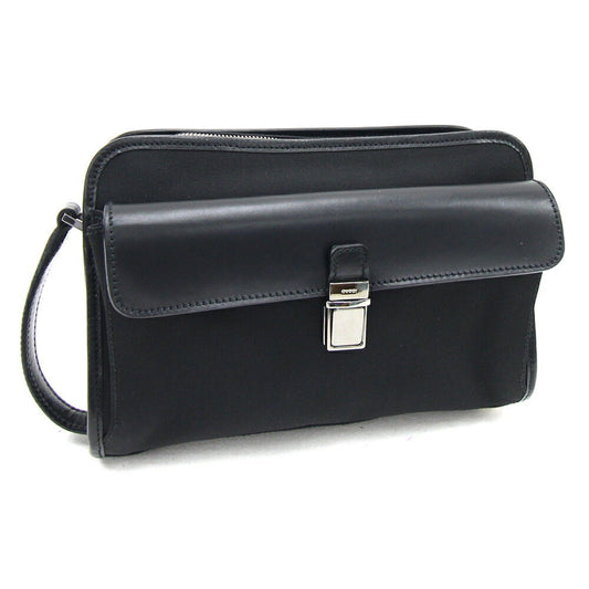 Gucci Black Nylon Canvas Leather Clutch Bag ()