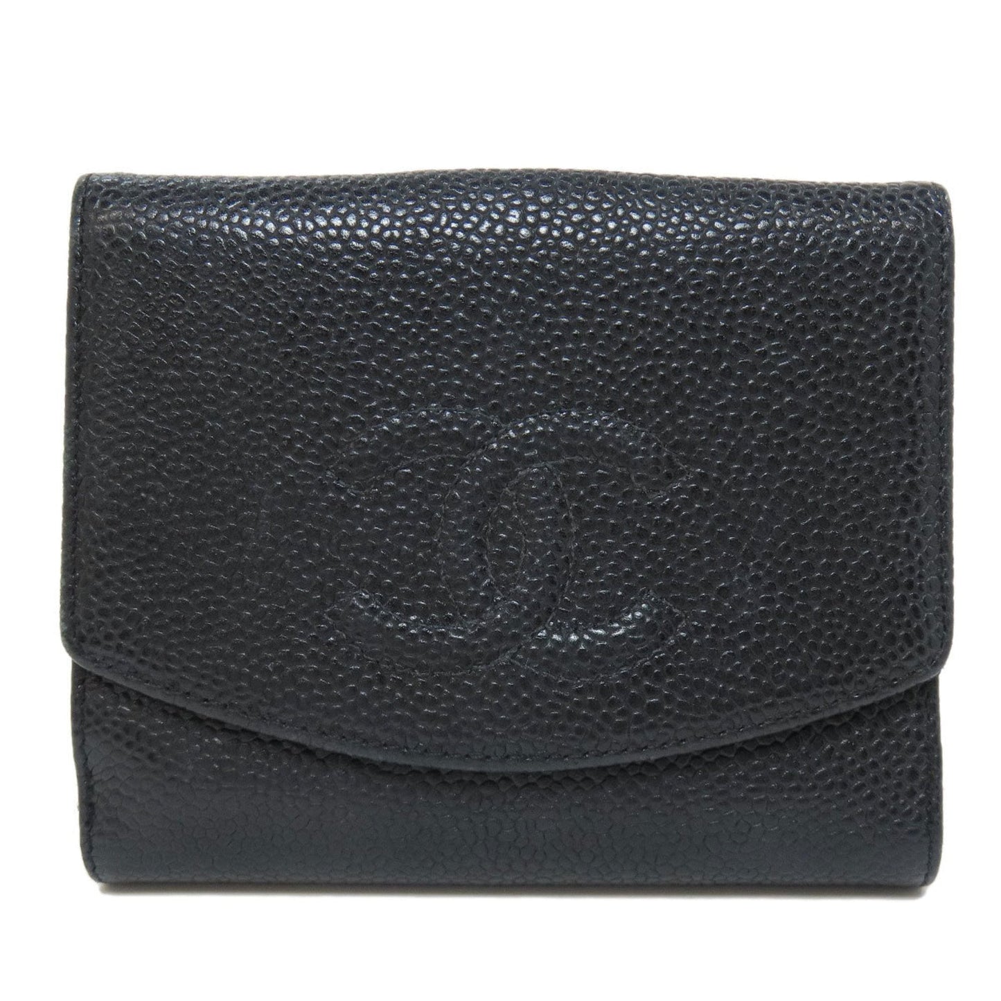 Chanel Black Grained Calfskin Wallet (Bi-Fold) ()