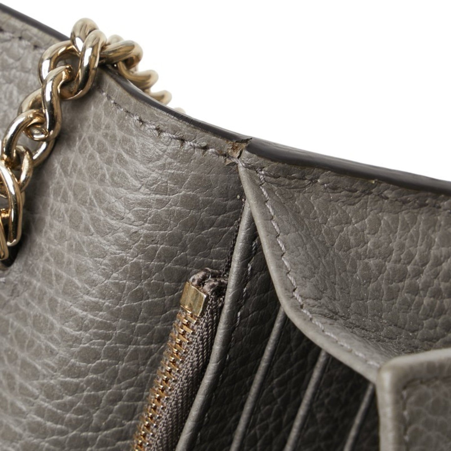 Gucci Gray Leather Chain/Shoulder Wallet ()